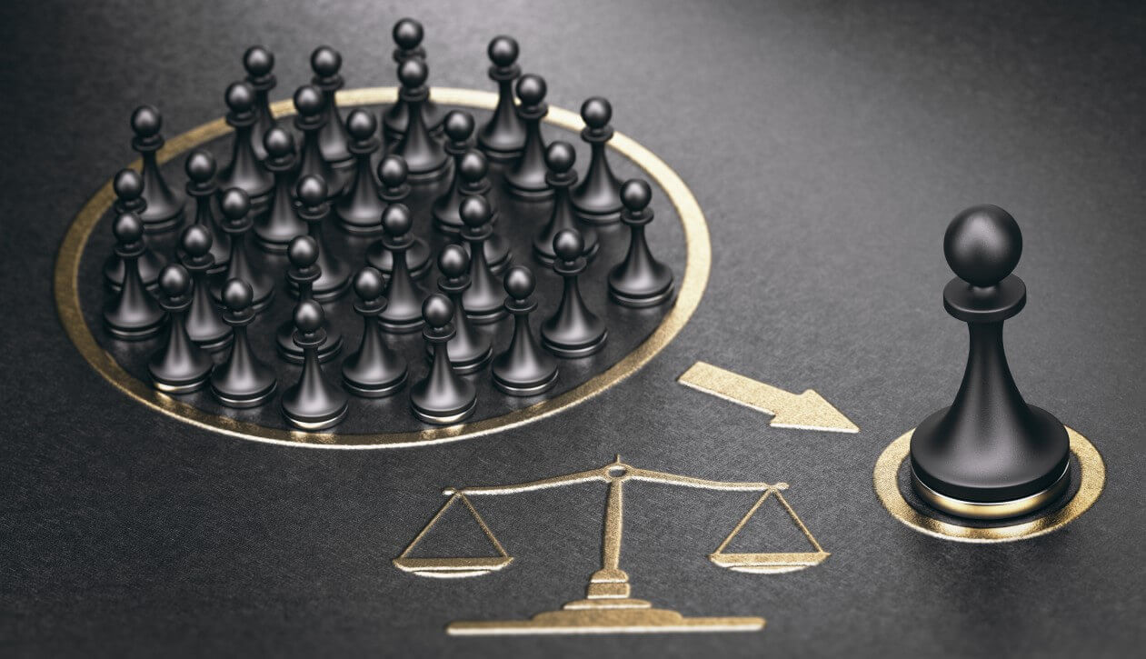 Class Action Task Force Subcommittee banner Chess pieces in a justice scale